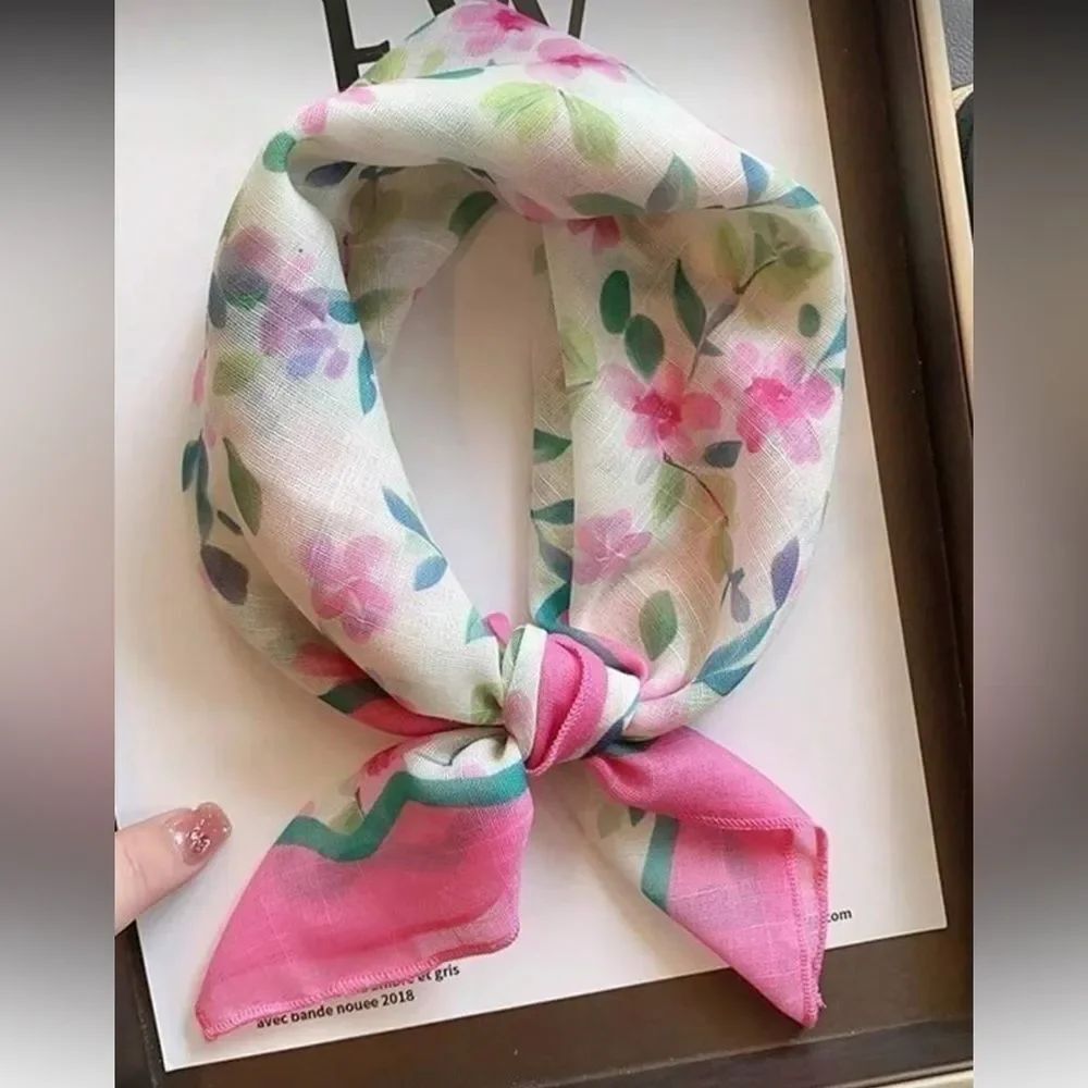 Floral Pink Accent Women's Scarf A1564